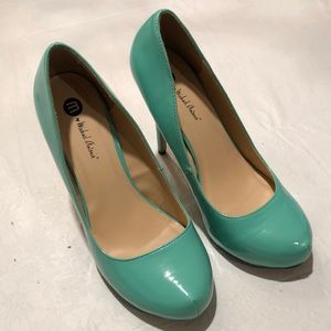 Michael Antonio Teal Patent Heels